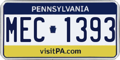 PA license plate MEC1393