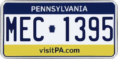 PA license plate MEC1395