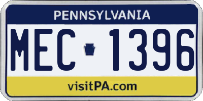 PA license plate MEC1396