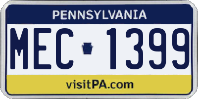 PA license plate MEC1399