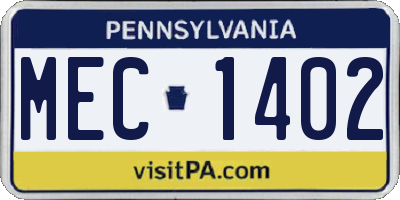 PA license plate MEC1402