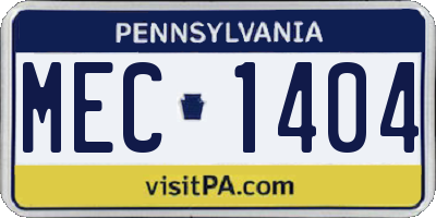 PA license plate MEC1404