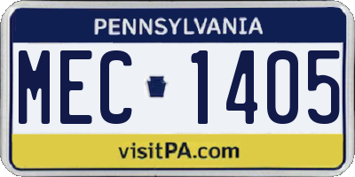 PA license plate MEC1405
