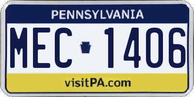 PA license plate MEC1406