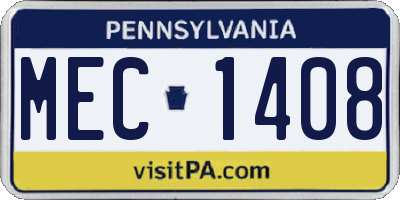 PA license plate MEC1408