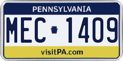 PA license plate MEC1409