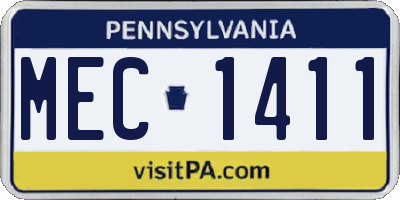PA license plate MEC1411