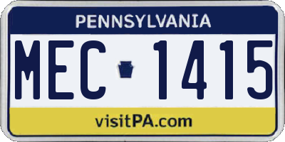 PA license plate MEC1415