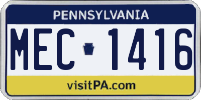PA license plate MEC1416