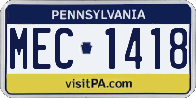 PA license plate MEC1418