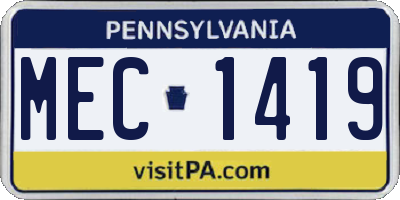 PA license plate MEC1419