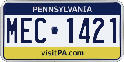 PA license plate MEC1421