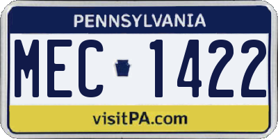 PA license plate MEC1422