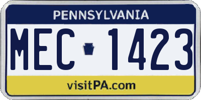 PA license plate MEC1423