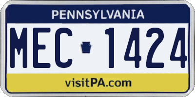 PA license plate MEC1424
