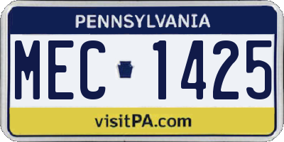 PA license plate MEC1425