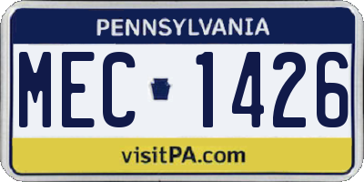 PA license plate MEC1426
