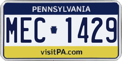 PA license plate MEC1429