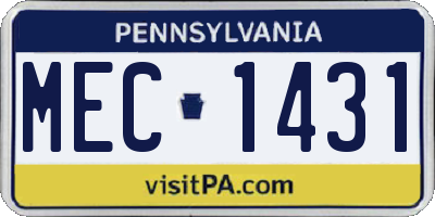 PA license plate MEC1431