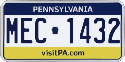 PA license plate MEC1432