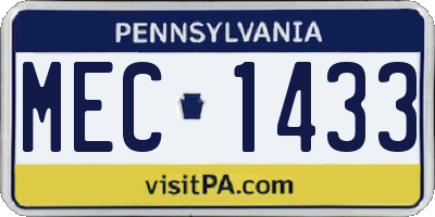 PA license plate MEC1433