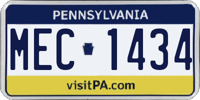 PA license plate MEC1434