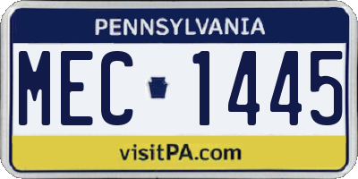 PA license plate MEC1445