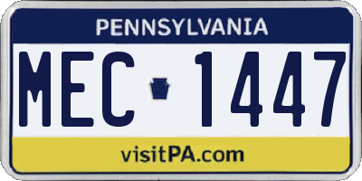 PA license plate MEC1447