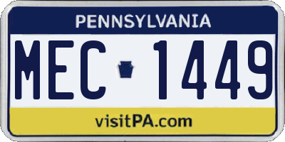 PA license plate MEC1449