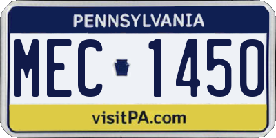 PA license plate MEC1450