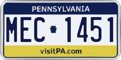 PA license plate MEC1451