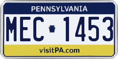 PA license plate MEC1453