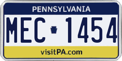 PA license plate MEC1454