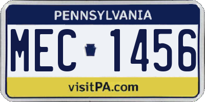 PA license plate MEC1456