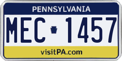 PA license plate MEC1457