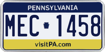 PA license plate MEC1458