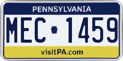 PA license plate MEC1459