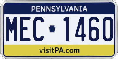 PA license plate MEC1460