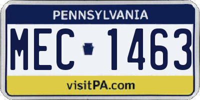PA license plate MEC1463