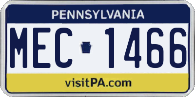 PA license plate MEC1466