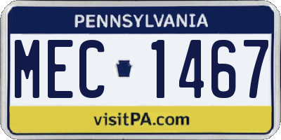 PA license plate MEC1467
