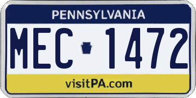 PA license plate MEC1472