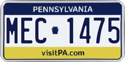 PA license plate MEC1475