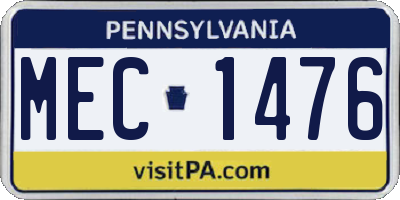 PA license plate MEC1476