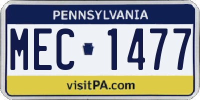 PA license plate MEC1477