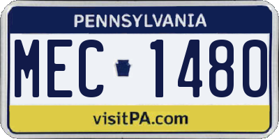 PA license plate MEC1480