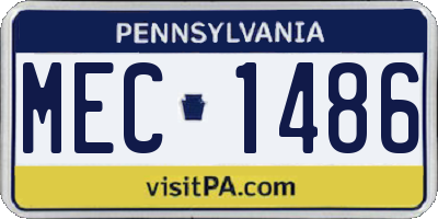 PA license plate MEC1486