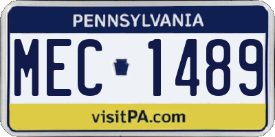 PA license plate MEC1489