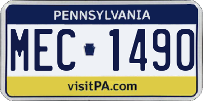 PA license plate MEC1490