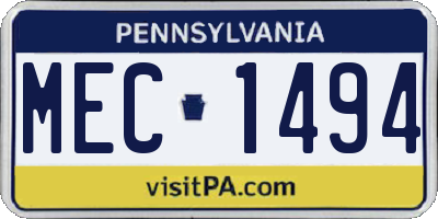 PA license plate MEC1494